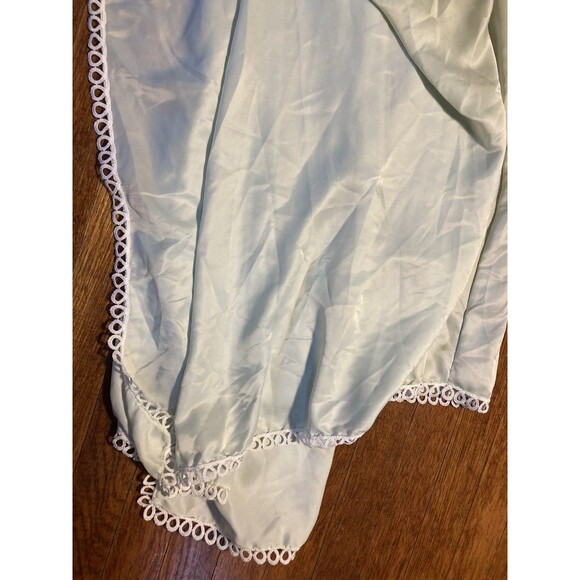 Vintage Pale Green SEXY Négligée Pajama night Gown Full Side Slip Silky nightie - Picture 8 of 14